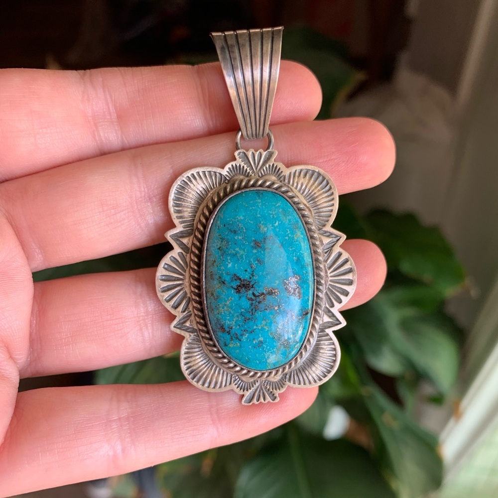 Turquoise and Sterling Silver Kingman Pendant
